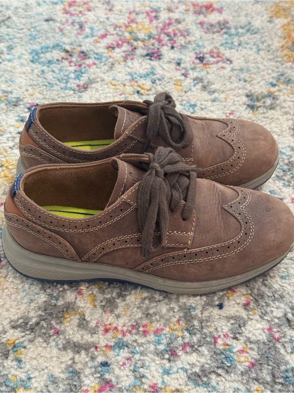 Kid's Casual Wingtip Lace-Up Shoes in Brown Size 1